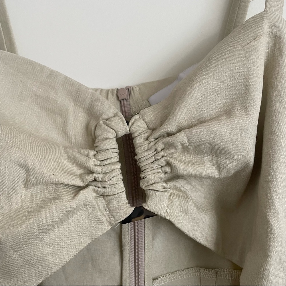 Anemos the tortoise Cream linen Backless summer spaghetti strap Dress midi‎ - Picture 3 of 7